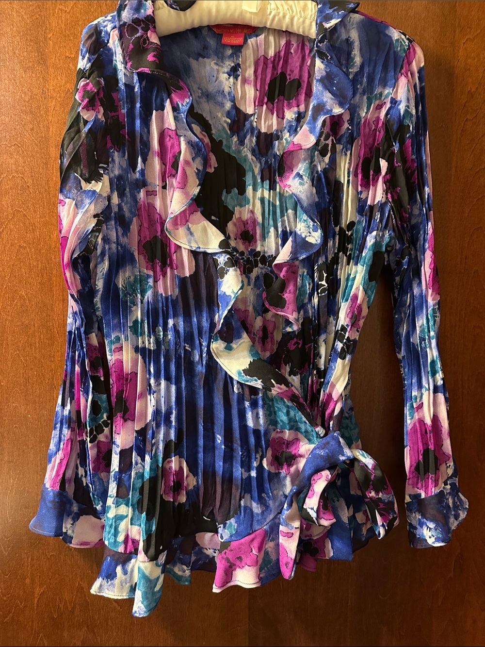 Sunny Leigh pleated Ruffle Wrap Blouse XL